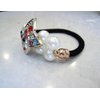 Pearl beads with colorful crystal star hair tie ponytail holders elastic tie