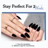 GLAMERMAID Press on Nails Medium Almond, Matte Black Velvet Glue on Gel Nails, 24Pcs Short Stiletto Acrylic False Nails Kits Reusable UV Finish Full Cover Stick on Nails for Women Girls Gifts