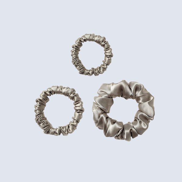ZIMASILK 100% Mulberry Silk Hair Scrunchies-Standard, Small, Mini-Best for Women and Girls’Hair 19 Momme Elastic Hair Bands for Ponytail Holder Gentle And No hurt (3 Sizes, Taupe)