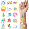 120 PCS Glitter Summer Tattoos Temporary For Kids Hawaiian Luau Themed Tattoos Tropical Beach Waterproof Tattoos Stickers Pool Party Favors Decoration Supplies For Adults