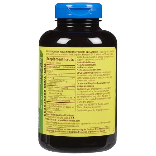 Nature Made Flaxseed Oil 1,000 mg Softgels, 180 ct