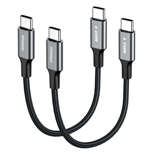 3.3FT Short 240W USBC to USBC Cable [40 inch, 2Pack], Fast Charging PD3.1 Type C Cord Compatible for iPhone 16/15 Pro Max, Car Charger, MacBook Pro/Air, iPad Pro, Samsung, Pixel, Laptop