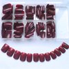 Bellelfin 240pcs Short Press on Nails Burgundy Full Cover Short Square Glossy Fake Nails Acrylic Artificial False Nail Tips with 5 Sheets Adhesive Glue Tabs for Women and Girls Fingernails Design