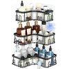 Menbyci 3 Pack Corner Shower Caddy, Stainless Steel Corner Shower Shelf with 18 Hooks, Adhesive Shower Shelves Shower Organizer Corner for Bathroom Storage (Black)