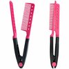 Kootinn Hair Straightening Comb Set - 2-Pack Flat Iron Comb for Beautiful Tresses, Hair Straightener Comb with Firm Grip, Ideal for Knotty Hair, Styling Comb, Pink
