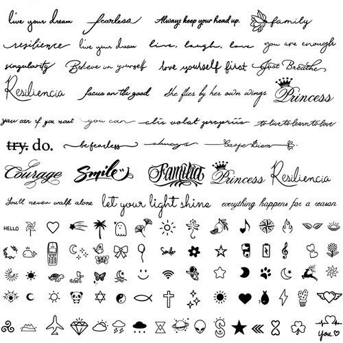 7sheets Realistic Temporary Tattoos Adult Women Semi Permanent Tattoo Last 1-2 Weeks Small Fake Tattoos Writing Inspirational Quotes