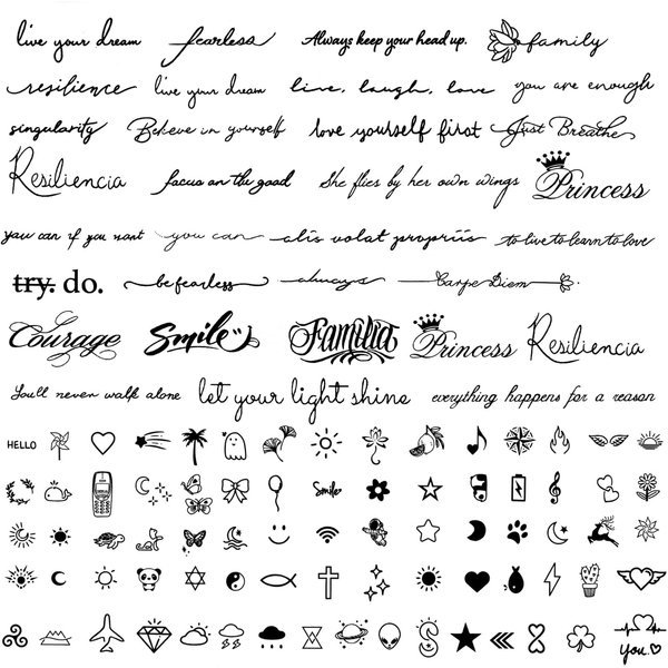 7sheets Realistic Temporary Tattoos Adult Women Semi Permanent Tattoo Last 1-2 Weeks Small Fake Tattoos Writing Inspirational Quotes