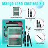 Manga Lash Clusters Kit 144PCS Fairy Eyelash Extension Kit with Lash Bond and Seal, Fake Eyelashes Clusters with Invisible Lash Band, Lash Glue Remover and Lash Applicators (8-16mm Kit,Black Bond)