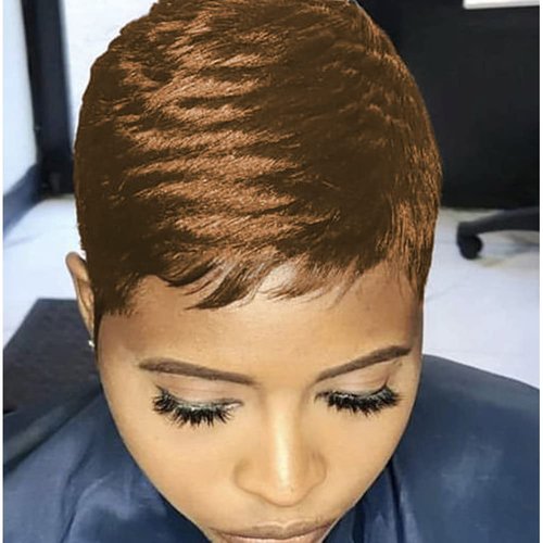 Short Wig for Black Women Dark Brown Pixie Cut Wig for Women Auburn Short Pixie Wigs With Bangs S...