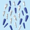 Hkanlre Blue Press on Nails Tips Coffin Long Heart Fake Nails Bling Full Cover Ballerina Graffiti False Nails for Women and Girls 24PCS
