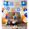 Runhiskii Blue and Orange Birthday Banner, Happy Birthday Banner Blue Orange Party Decorations for Boys, Kids Birthday Decoration Boys’ 1st Birthday Decor