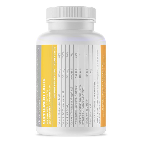 Juveriente Bone Strength Complex/A Dietary Therapy of a Japanese Traditional Fruit, Packed with Vitamin C, D3, K2, Calcium, Phosphorus, Food Grade Strontium and Boron / 90 Capsules for 30 Days