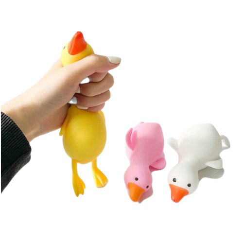 Dhjrefhhd 1Pcs Stress Squeeze Toy Stress Relief Rainbow Duck Hand Fidget Sensory Toy Office Desk Squishy Duck Birthday Goodie Bags Party Favors (Yellow)