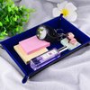 SIQUK Double Sided Dice Tray, Folding Rectangle PU Leather and Dark Blue Velvet Dice Holder