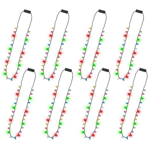 Christmas Necklace Accessories, 8Pcs Light Up Christmas Necklaces, Glow Christmas Bulb Necklaces ...