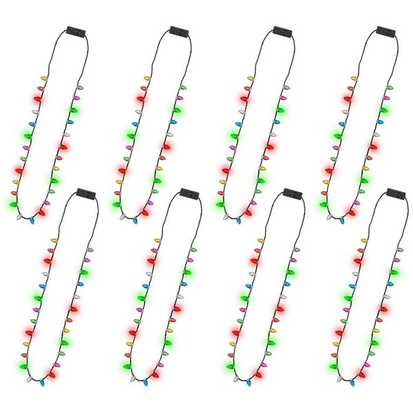 Christmas Necklace Accessories, 8Pcs Light Up Christmas Necklaces, Glow Christmas Bulb Necklaces Boys Girls, 3 Modes Colorful Lights Christmas Party Favors, Christmas Ugly Xmas New Year Party Supplies