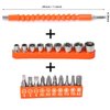 YIOYULEN Flexible Drill Bit Extension, 11.6inch Bendable Drill Bit Extension, Universal 1/4 Flexible Extension for Drill Adaptor Hex Set Orange (21 PCS)