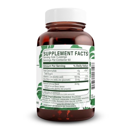 Natural Nutra Zinc Lozenges with Vitamin C, Lemon Flavor, Immune Support, Fortified with Bioflavonoids and Bee Propolis, Sublingual Zinc Gluconate, 60 Vegetarian Zinc Melts