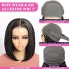Bob Wig Human Hair Wear and Go Glueless Bob Wigs Human Hair Pre Plucked Pre Cut 4x4 HD Lace Closure Wig Short Straight Bob Human Hair Wigs for Black Women Upgraded No Glue Bob Wig 180% Density 10 Inch