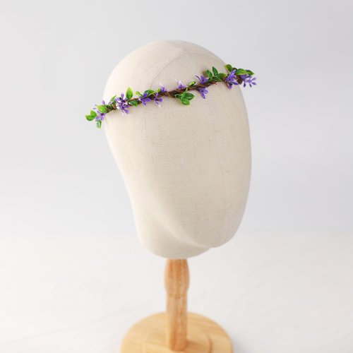 KorViSHOW Handmade Purple Flower Crown Girls Headband Bridal Headpiece Flower Wreath for Women Hair Halo Floral Headdress for Weeding Party Festival Birthday