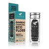 Organic Biodegradable Bamboo Charcoal Dental Floss & Refillable Glass Holder | Vegan | Naturally Waxed with Candelilla Wax | 33yd Thread Spool | Eco-Friendly Zero Waste Oral Care | Mint Flavored
