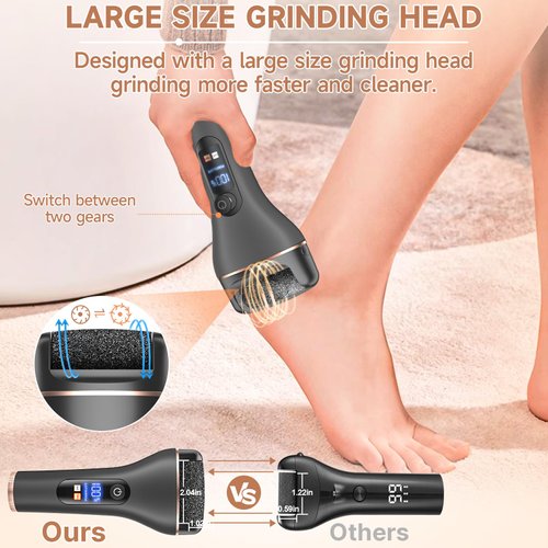 Electric Callus Remover for Feet,Rechargeable Portable Electronic Foot File Pedicure Kits,Professional Waterproof Pedi Feet Care Tools Wet&Dry Foot Scrubber File Perfect for Hard Cracked Dry Dead Skin