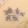 Teyglen Purple Rhinestone Wedding Hair Comb Bridal Pearl Crystal Hair Comb Hair Accessories for Bride Headpiece Hair Piece for Women (Purple)