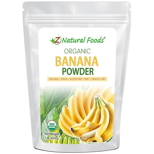 Z Natural Foods Organic Banana Powder, Fiber Supplement for Glowing Skin and Enhanced Immunity, Great in Juice, Smoothies, and Recipes, Non-GMO, Vegan, Gluten-Free, Kosher, 1 lb.