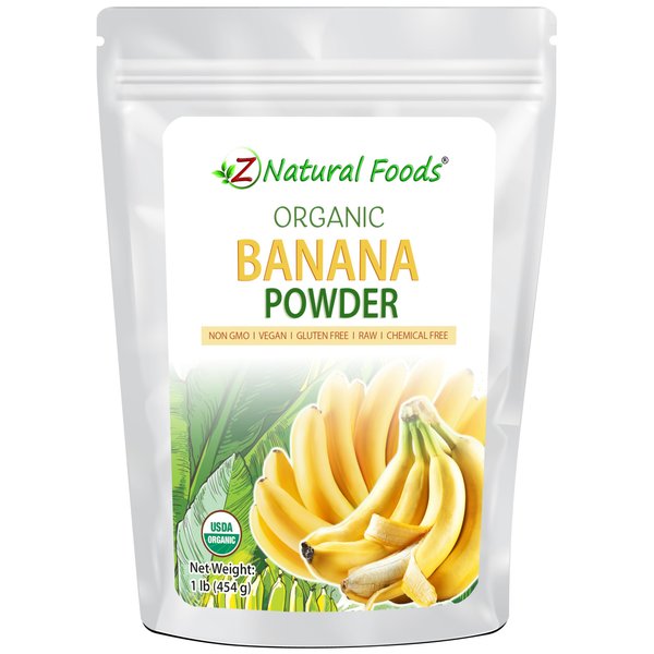 Z Natural Foods Organic Banana Powder, Fiber Supplement for Glowing Skin and Enhanced Immunity, Great in Juice, Smoothies, and Recipes, Non-GMO, Vegan, Gluten-Free, Kosher, 1 lb.