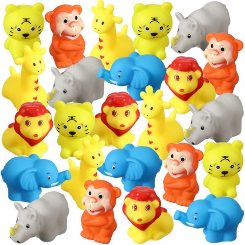 Relaxgiant 48 Pcs Safari Animal Bath Toys Vinyl Rubber Jungle Squeezable Bath Tub Toys Boys and Girls Ideal Gift for Shower Birthday Party Supplies Favors Cake Decor Table Decorations