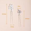 Kercisbeauty Silver Leaf Hair Pins Set (6PCS): Handmade Crystal Hair Pieces for Bohemian Weddings and Occasions