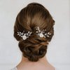 AW BRIDAL 2 Pcs White Flower Hair Clips Bridal Hair Combs for Women Rhinestone Wedding Hair Pins for Brides Bridesmaids Girl Hair Accessories(Silver)