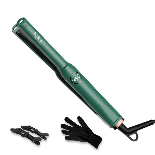 Mini Hair Straightener with LED Display Adjustable Temperature 1/2 Inch Small Flat Iron 4D 360°Swivel Short Hair Tourmaline Titanium Dual Voltage Auto Shut Off