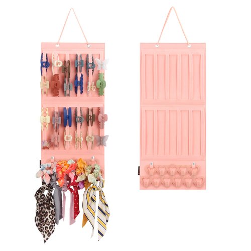Hanging Hair Claw Clips Holder for Women Lady, Claw Hair Clip Storage Organizer for Girls, Hair Banana Barrettes Bows Flower Butterfly Jaw Clips Display Stand Holder. (Pink)