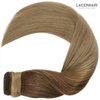 Lacerhair Human Hair Ponytail Hair Piece Balayage Dark Brown to Light BrownRemy Human Hair Wrap Around Ponytail Hair Extensions with Magic Paste 14 Inch 70g