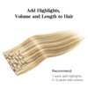 HOTBANANA Human Hair Clip in Hair Extensions, Balayage Light Blonde Highlighted Golden Blonde (Ash Tone) 120g Clip in Hair Extensions Real Human Hair Straight Remy Hair Extensions 20 Inch 7pcs