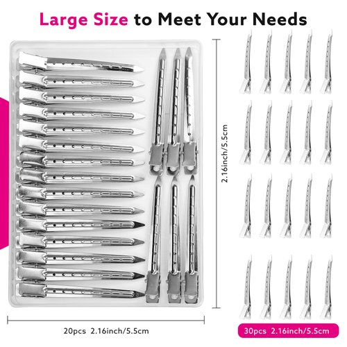 30 Pack Metal Hair Clips, 3.54 Inch Metal Duckbill Hair Clips No Crease Hair Clips for Women Hair Styling