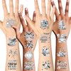 HOWAF 40pcs Silver New Years Temporary Tattoos, 2025 NYE Party Favors Tattoos Stickers,New Year Face Tattoos for Happy New Year Eve Party Decorations,New Years Firework Temporary Tattoos