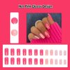 ANDGING Hot Pink Press on Nails Short Medium Coffin Fake Nails with Glossy Design Glue on Nails for Women Girls Acrylic False Nails Reusable Stick on Nails Manicure Press on Nail for Wedding 24Pcs