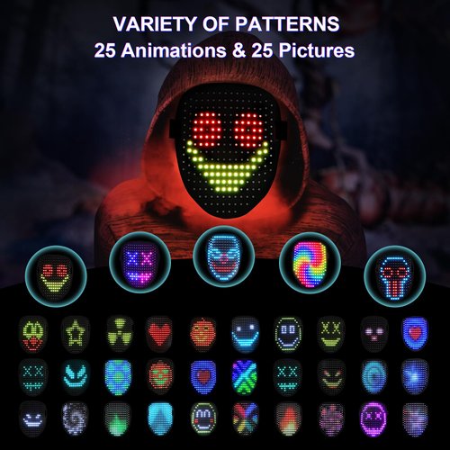 QAQ LED Mask Light Up Mask with Gesture Sensing, Cool Stuff Toys Gifts for Teen Boy, Cool Mask for Halloween Costumes Masquerade
