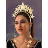 Yean Giant Star Headband Gold Goddess Halo Hair Band Festival Star Headdress Handmade Headpiece for Women and Girls