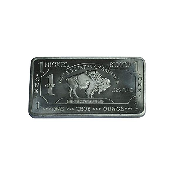 Metal Art Collection - 1 oz One Troy Ounce USA American Buffalo .999 Fine Nickel Bullion Bar Ingot Ni Element