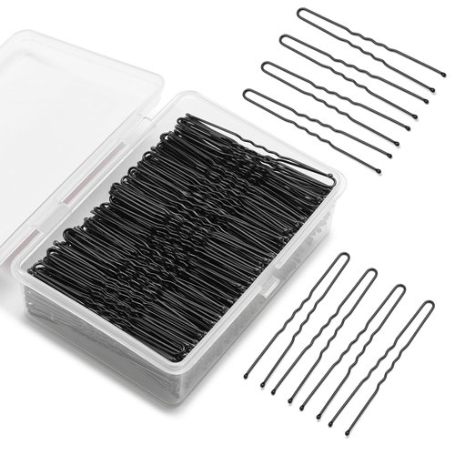 Mia Klein U Shaped Hair Pins -2.4 Inch 250 Count, Professional Hair Styling Pins for Women, Girls, and Hairdressing Salons - Includes Clear Storage Box for Updos and Bun Hair (Black)