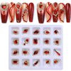 40PCS Red Luxury Nail Art Rhinestones Kit for Acrylic Nails，Red Alloy Nail Charms Nail Decorations，Nail Accessories Nail Jewels for Nail Art Supplies Manicure Making Craft DIY