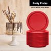Red Plastic Plates 7 Inch - 50 count - Plastic Solid Round Party Plates For Weddings, BBQs, Birthday Plates - Disposable Red Plates - Plastic Dessert Plates