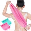 Back Scrubber for Shower Exfoliating Washcloth Back Cloth Body Extended Length Scrubber Towel Nylon Exfoliating Stretchable Pull Strap Wash Cloth for Bath Body Scrub Washcloth 2 Pack (Pink,Mint)