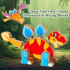 HUZU Dinosaur Building Blocks, Wooden Dino Snap Blocks, Snap Dinosaur Toys for Kids 3-5, 5-8, Fine Motor Skills STEM Kits Educational Learning Building Toys Gifts for Preschool Children