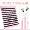 DIY Lash Extension Kit 200pcs 8-16mm 60D DIY Lash Clusters with Lash Bond and Seal & Lash Tweezers Individual Lashes D Curl Eyelash Extension Kit for Self Application at Home (60D KIT)