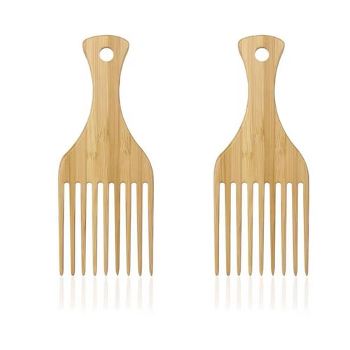 2 Pack Wood Hair Pick Detangling Hair Combs Hair Brush for Long Thick Curly fro Hair
