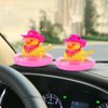 wonuu Rubber Duck Car Ornaments Yellow Duck Car Dashboard Decorations for Cute Car Accessories with Cowboy Hat Necklace and Sunglasses Swim Ring, Pink&Black Hat